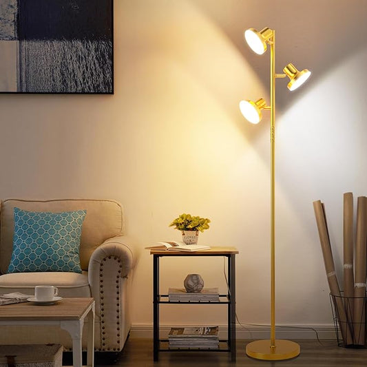 36W LED Tree Floor Lamp, Modern Dimmable Standing Lamp with Remote & Touch Control, 4 Color Temperatures, 3 Rotatable LED Light Floor Lamps for Living Room, Bedroom, Office