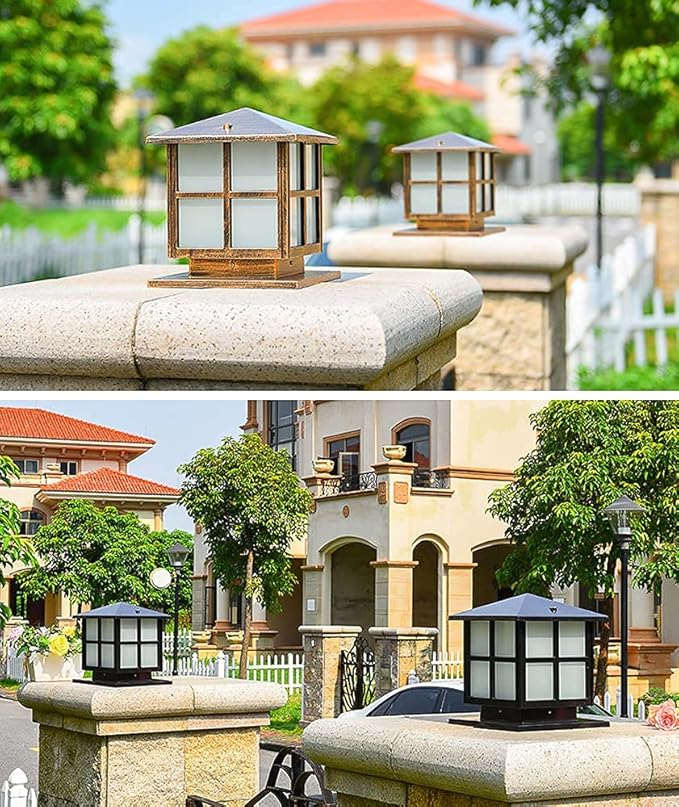 SLAWA Outdoor Post Lights Fixture, Modern Yard Entry Outdoor Column Lights with Aluminum Housing, Patio Pillar Lights Outdoor with Tempered Glass, IP65 Waterproof