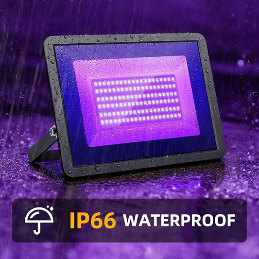 3 Pack 200W LED Black Lights, Blacklight Flood Light with Plug, IP66 Waterproof Black Flood Light for Dance Party, Glow in The Dark, Halloween, Body Paint, Fluorescent Poster, Neon Glow, Tapestry