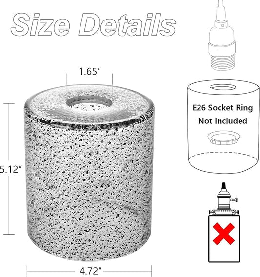 1 Pack Black Seeded Glass Lampshade, Cylinder Black Seeded Glass Lamp Shade with 1-5/8" Fitter, 4.72" Lampshade Replacement for Table Lamps, Wall Sconces