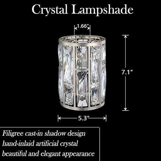 Doraimi Lighting 2 Pack Crystal Metal Pendant Ceiling Chandelier Wall Sconce Lamp Replacement Covers Shade Fixture Brushed Nickel Finish,1.66" Fitter Size,7.1" high*5.3" Diameter