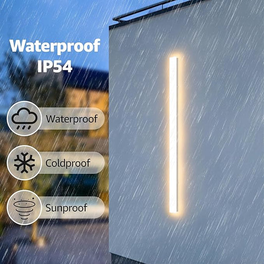 2 Pack 47.25inch Long Outdoor White Wall Lights 35W 3000K Modern Porch Lights Acrylic Waterproof IP65 Exterior Wall Light Fixtures for House Patio Porch Courtyard (White)