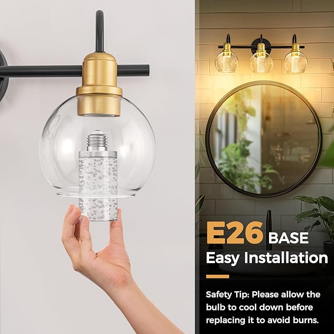 Briignite E26 LED Light Bulbs, 3000K Dimmable Bubble Light Bulbs Replacement, 40 Watt Equivalent Modern Acrylic Bulbs, Warm White, 5W Suitable for Vanity Lights Chandelier Wall Sconce, 1 Pack