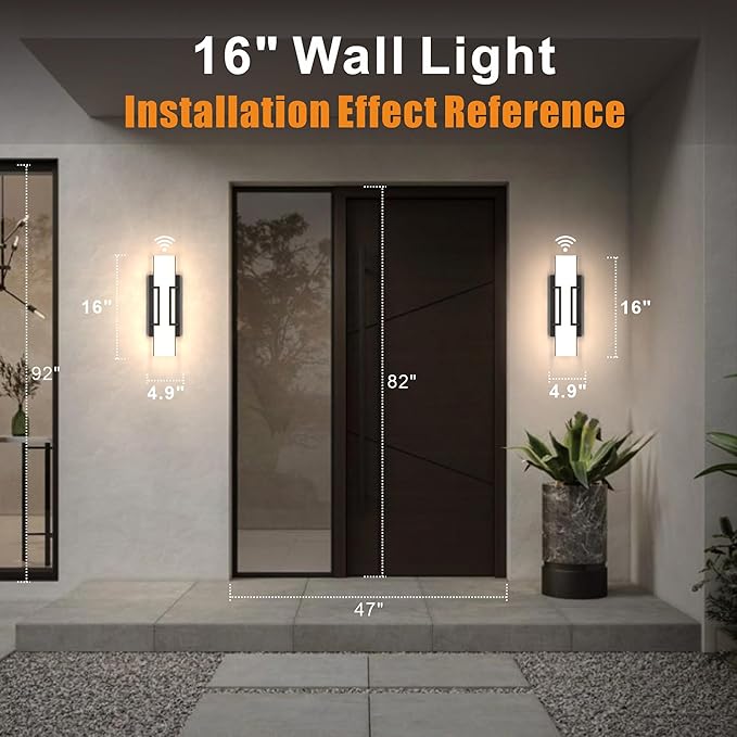 Hyunbae Dusk to Dawn Outdoor Lighting Fixtures, Sensor Modern Outdoor Wall Sconce, LED Wall Mount Porch Light, Dimmable IP65 Waterproof Outside Wall Lights for House Doorway Garage Entryway, 3000K