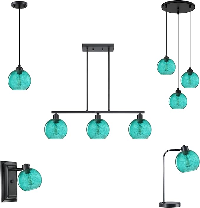 6.3 Inch Replacement Black Seeded Glass Lamp Shade Light Fixture,for Replacement Wall Sconce Pendant Light Ceiling Light Chandelier Shade,Factory Outlet (Ancient Green Glass 3 Pack)