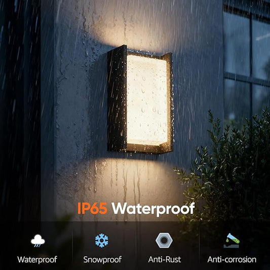 2 Pack Modern Outdoor Wall Light 3000K Exterior Wall Sconce IP65 Waterproof Aluminum Exterior Lighting Fixture for Hose Garage Porch