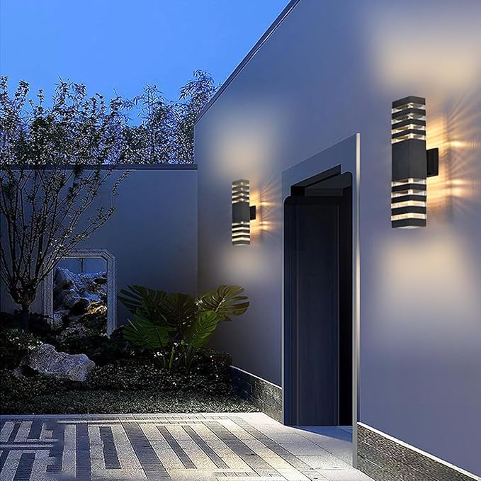 18inch LED Square Up & Down Wall Lights,24W Outdoor Wall Light 4000K Day White Aluminum Body Waterproof IP65 LED Exterior Light Fixtures Wall Mount for House Patio Garage Garden (18inch-8Pack)
