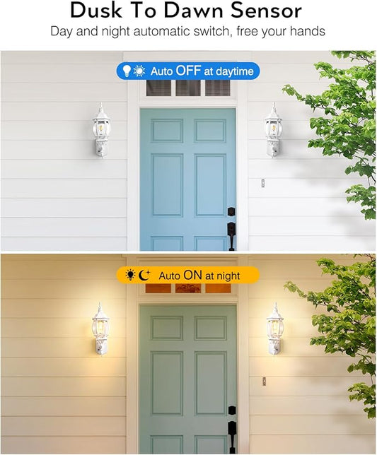 VIANIS Outdoor Wall Sconce, White Dusk to Dawn Outdoor Lighting Wall Mounted, 100% Aluminum Waterproof Exterior Front Porch Light Fixture for House, Modern Outside Lantern Lights for Garage Lamp