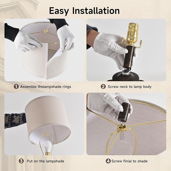 Farmhouse Lamps for Living Room Vintage Bedroom Nightstand Table LampRustic Bedside Lamp Lamps Set of 2 Rocker Switch & USB A+C Charging Ports & AC Outlet,Built-In Frosted Glass Night Light