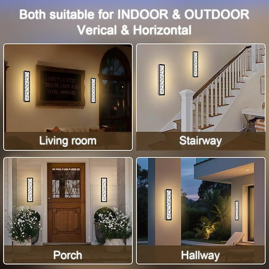 2 Pack Modern Outdoor Led Wall Light,16 inch Outdoor Wall Linear Lights,Dimmable Outside Long Lighting Fixture,Exterior Long Linear Light for Porch,Patio,Garage,Enterway