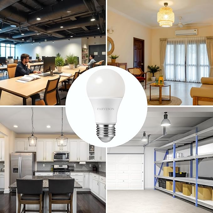 A19 E26 LED Light Bulbs, Energy-Efficient 9.5W, 1400 Lumens, 100 Watt Equivalent, 2700K Soft White, 30,000 Hour Lifetime, Non-Dimmable, IP20, Frosted - Pack of 12