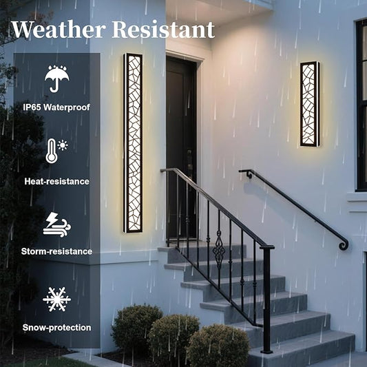 2 Pack Modern Outdoor Wall Lights for Patio,48 inch Long Outdoor LED Wall Lights,Dimmable LED Long Linear Exterior Lighting,Outside Linear Wall Light for Front Door,Garage,Enterway