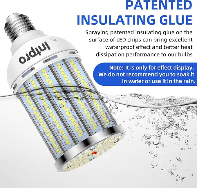 Intpro LED Corn Light Bulb LED Light Bulb 550W Equivalent 7500 Lumen 6500K 60W Large Area Cool Daylight White E26/E27 Base for Outdoor Indoor Garage Warehouse Factory Workshop Street Backyard 2Pack