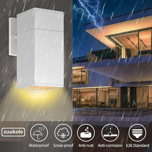 Outdoor Sconce, Exterior Light Fixture - ETL Listed, Aluminum Anti-Rust Waterproof Wall Mount Rectangular Design β 1-Direction Up or Down Wall Lantern Light Fixture for Porch, Garage or Patio