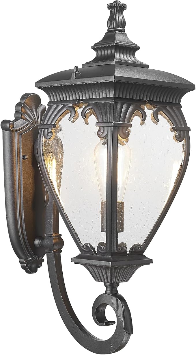 Large Outdoor Wall Lights Exterior Lighting Fixtures, 24.6 Inch Waterproof Large Outdoor Lanterns for Porch Light Fixture, Black Exterior Sconce Light for Outside House Garage Patio