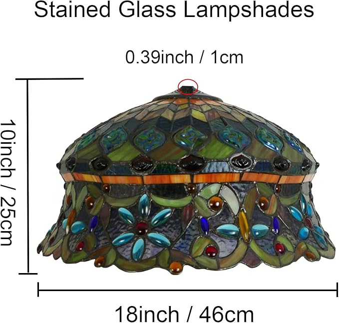 18 Inch Lamp Shade Replacement, Only Tiffany Style Stained Glass Lamp Chimney Straw Hat Floral Design, Baroque Rose Sunflower Orange Green Beige Fit for Table Lamp Pendant Light Floor Lamp,D