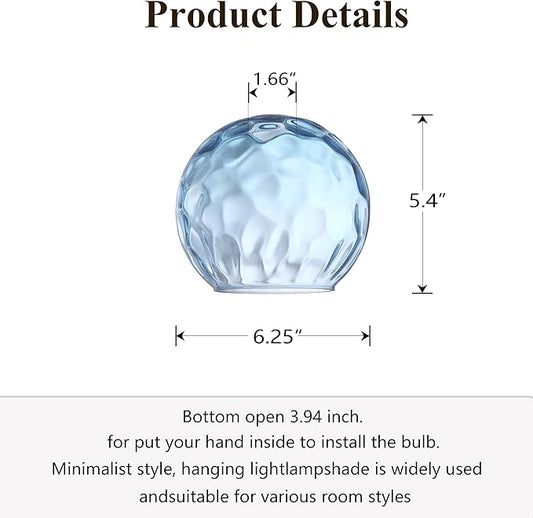 6.3 Inch Replacement Texture Blue Glass Lamp Shade Light Fixture for 3 Pack Replacement Wall Sconce Pendant Light Ceiling Light Chandelier Shade,Factory Outlet