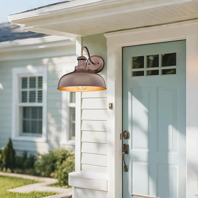 Outdoor Wall Light Fixture, Farmhouse Barn Light, Farmhouse Weatherproof Exterior Wall Sconce, Anti-Rust Outside Lantern Lamp for Porch, Patio, Garage (Oil-Rubbed Bronze, Regular-1Pack)