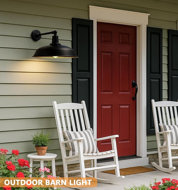 21-inch Large Outdoor barn Light, Straight arm Design, Farmhouse Industrial Style gooseneck barn Light, Waterproof and rustproof Outdoor Wall lamp, Suitable for garages, porches, and patios