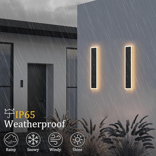 31.5Inch Modern Outdoor Wall Sconce,5.9Inch Wide Exterior LED Wall Light IP65 Waterproof 3000K for Porch Garage Courtyard