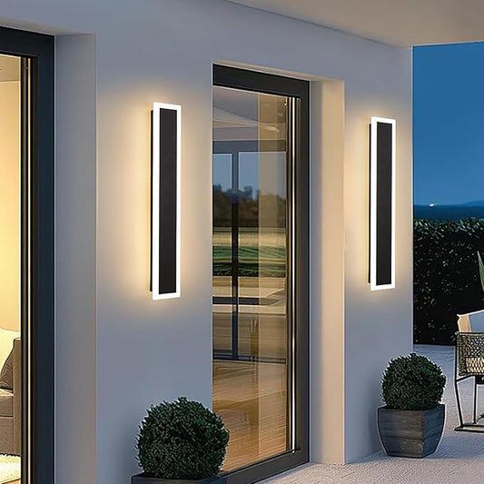 Modern Outdoor Lights 23.6in Outdoor Wall Sconce 12W 3000K Frosted White Acrylic Exterior Light Fixture Watetproof Suitable for Porch Patio Garage