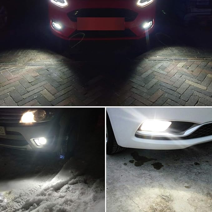 PHINLION PSX24W LED Fog Light Bulbs, 3000 Lumens Super Bright 3030 Chipsets 2504 12276 12V LED Bulb Replacement for Foglights or DRL, 6000K Xenon White