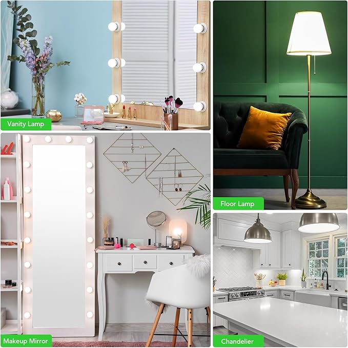 BUBO Vanity Light Bulbs 60 Watt Equivalent, Bathroom Light Bulbs Daylight White 5000K, G25 Globe Round Bulb 800 Lumens, E26 Medium Base, 7W, Non-Dimmable, 8 Pack