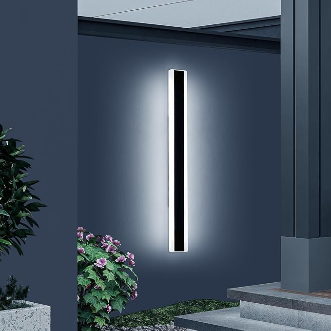 39.3inch Modern Outdoor Wall Light, Black Outside LED Long Wall Sconce, 6000K Cold White, 36W, IP65 Waterproof, Wall Mount Linear Exterior Lighting Fixture for House, Garage, Porch, Garden