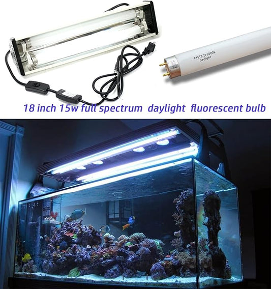 18'' Full Spectrum Daylight 15Watt Aquarium and Plant Light Bulb,Bright White 6500k Fish Tank Fluorescent Tube, Ra83+ High Color Rendering Index