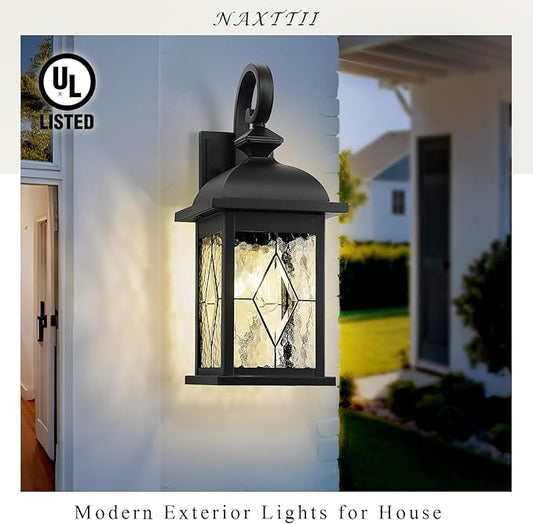 Porch Lights Outdoor 21 Inch Large Outdoor Wall Lights with Clear Water Ripple Glass Aluminum Waterproof and E26 Socket