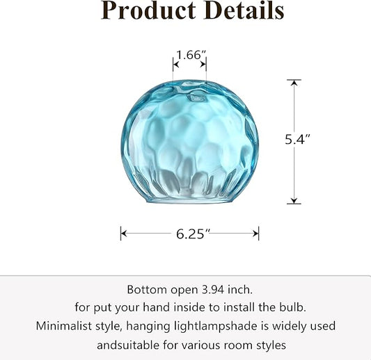 6.3 Inch Replacement Blue Texture Glass Lamp Shade Light Fixture for 3 Pack Replacement Wall Sconce Pendant Light Ceiling Light Chandelier Shade,Factory Outlet