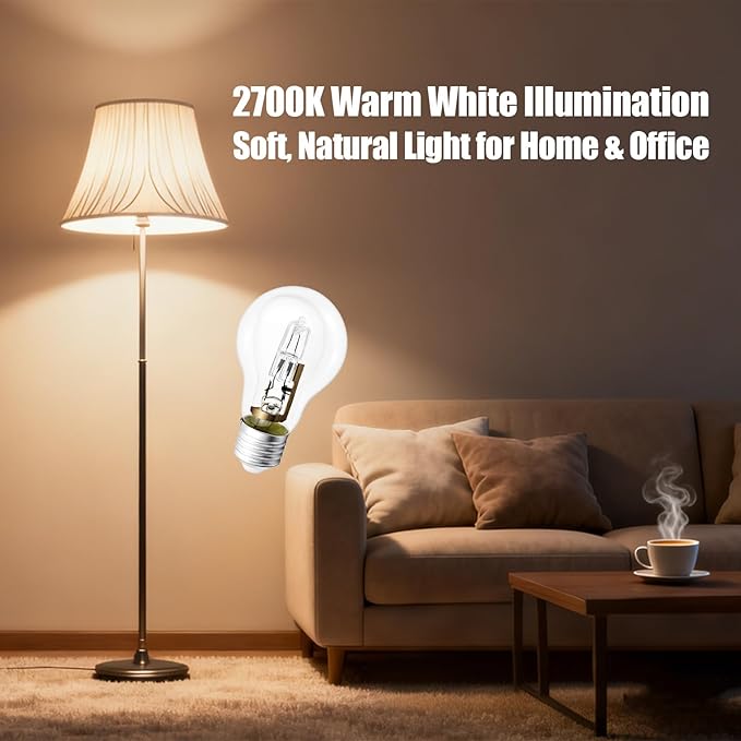 A55 E27 53W 220V Halogen Lamp 96×55mm 2700K Clear Bulb Replacement for Incandescent Light, 10 Pack
