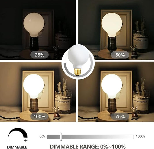 LEOOLS LED Light Bulb G25/G80 Dimmable Flick-Free Matt White 6W Soft White 3000k CRI95 600LM, 60W Equivalent Vintage LED Edison Globe Light Bulb,E26 Standard Base, 4 Pack