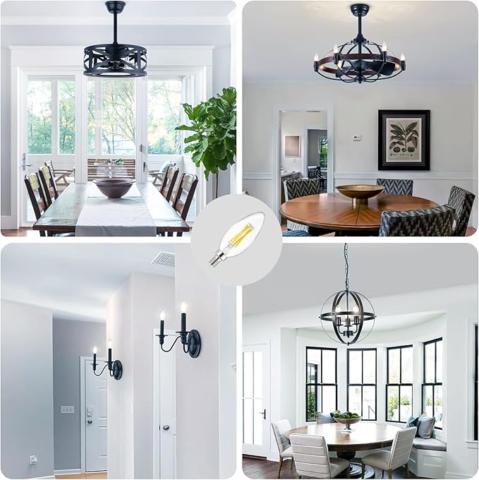 Depuley LED Light Bulbs E12: Candelabra Candle Light Bulb 4W Equivalent 40W Incandescent - LED Chandelier Light Bulbs 5000K Daylight - C35 Clear Filament Bulb E12 Base 500 LM 90+ CRI 6 Pack