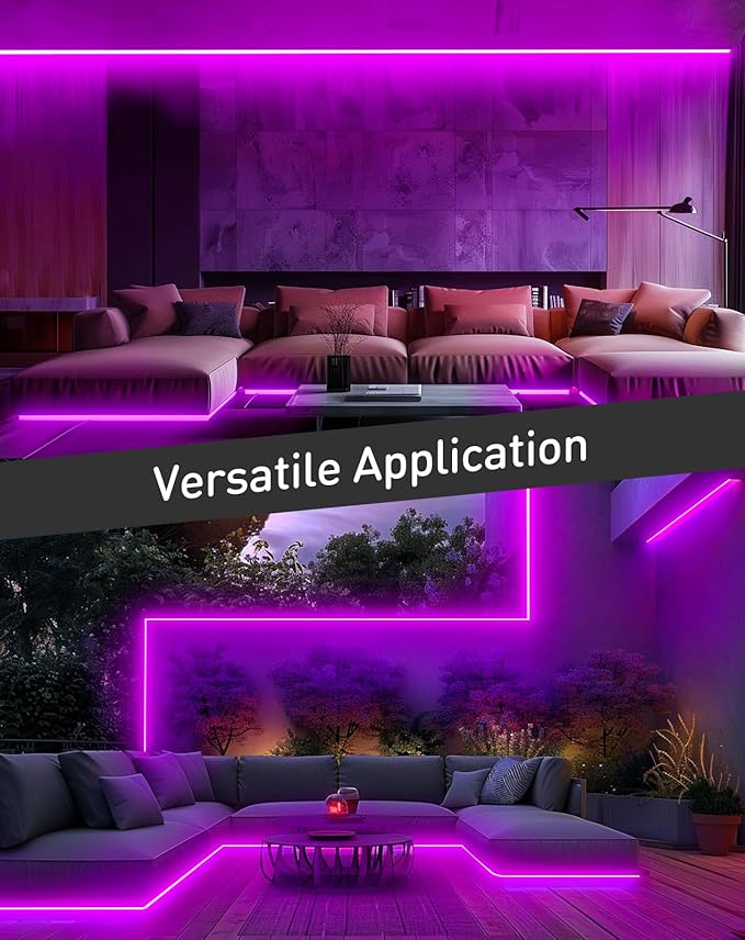 Shine Decor LED Rope Lights AC 120V, Connectable & Cuttable Dotless 120LEDs/M Eco Neon Strip Lighting, ETL IP65 Waterproof & Weather-Resistant for Home Commercial, 8x16mm, Purple, 32.8FT