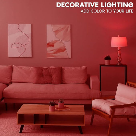 LUXRITE E12 LED Filament Red Light Bulbs, 4.5W (40W Equivalent), Colored Glass Candelabra Bulb, UL Listed, E12 Base, Indoor Outdoor, Porch, Decoration, Party, Holiday, Event, Home Lighting (3 Pack)