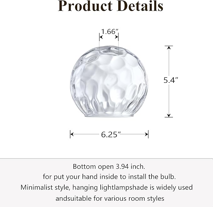 Doraimi Lighting 6.3 Inch Replacement Texture Glass Lamp Shade Light Fixture for 3 Pack Replacement Wall Sconce Pendant Light Ceiling Light Chandelier Shade,Factory Outlet