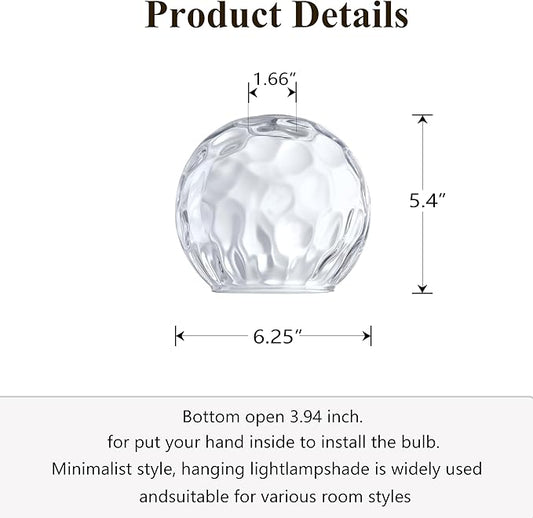 Doraimi Lighting 6.3 Inch Replacement Texture Glass Lamp Shade Light Fixture for 3 Pack Replacement Wall Sconce Pendant Light Ceiling Light Chandelier Shade,Factory Outlet