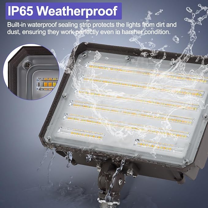 LED Flood Lights Outdoor with Dusk to Dawn Photocell, 3/4/5000K Security Lighting 100W 80W 60W Tunable, IP65 Waterproof Knuckle Mount Exterior Floodlights for Barn, Backyard, ETL Listed, 4 Pack