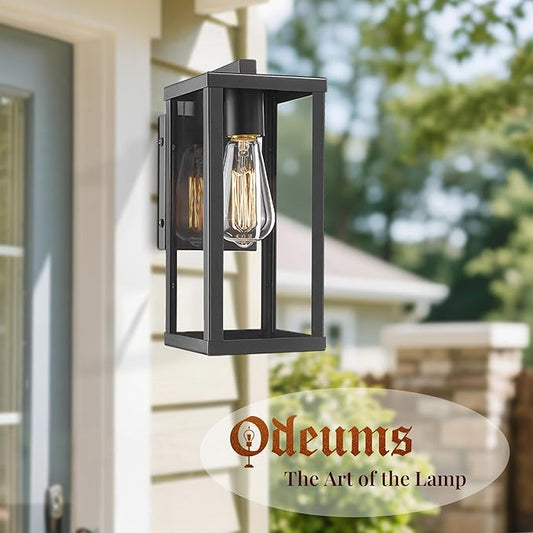 Outdoor Wall Lantern, Exterior Wall Mount Lights, Outdoor Wall Sconces, Wall Lighting Fixture, Exterior Light Lantern Fixtures, Porch Light Lamps Modern Porch Lighting for Garage (Black, 1PACK)