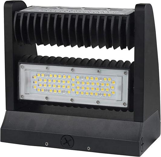 RuggedGrade 80W - Rotate III Series LED Wall Pack - 10,600 Lumens - 3000K Warm White - High Efficiency 140 Lumen per Watt - Outdoor LED Wall Light - Black Housing - DLC 5.1 Premium