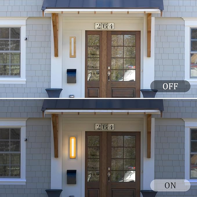 16.9" Modern Outdoor Wall Light 3000K Milky White Acrylic LED Outdoor Sconce Lights Wall Mount Hand-Rubbed Coffee Finish Exterior Lighting Fixtures for House Front Patio Porch Garage