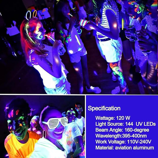 Ontesik A19 LED Black Light Bulbs,E26/E27 Base Dimmable Black Lights,12W UVA Level 395NM, Halloween Light Bulbs,Glow in The Dark,Fluorescent Poster, Body Paint,Neon Glow Party