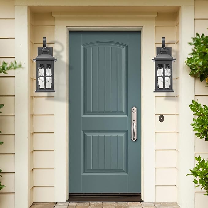 Darkaway Outdoor Light Fixtures Wall Mount, Outside Wall Lights Exterior Lighting Fixture with Water Ripple Glass Outdoor Wall Sconce for House Porch Hallway Garage Front Door