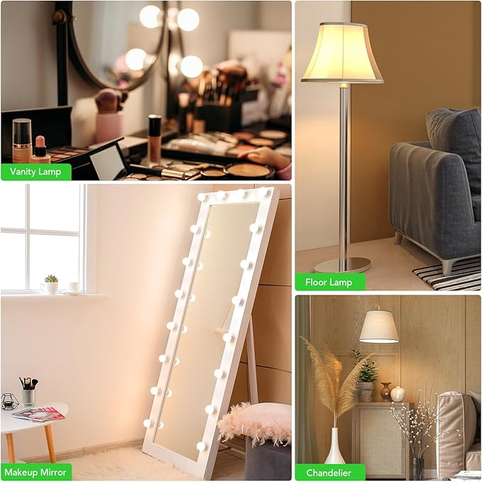 BUBO Vanity Light Bulbs 60 Watt Equivalent, Bathroom Light Bulbs Warm White 3000K, G25 Globe Round Bulb 800 Lumens, E26 Medium Base, 7W, Non-Dimmable, 12 Pack