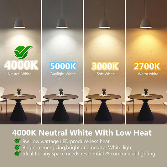 DAYBETTER 24Pack BR30 Led Bulb 65W Equivalent, Dimmable Flood Light Bulbs Indoor, E26 Base, 4000K Neutral White, 9W, 800 LM, Recessed Lighting Bulbs for Ceiling, Recessed Can, Living Room and Kitchen