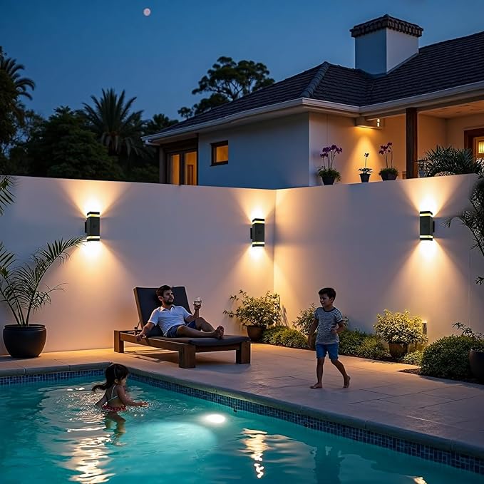 Motion Sensor Outdoor Wall Lights, Dusk to Dawn Exterior Sconce, Black Aluminum Waterproof Porch Light Fixtures with GU10 LED Bulbs, Modern Wall Mount Lighting for House Garage, ETL Listed