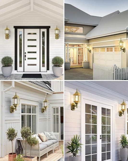 Redluck Motion Sensor Outdoor Lights, 2 Pack 16 inch Dusk to Dawn Outside Porch Lights, Waterproof Anti-Rust Aluminum Outdoor Wall Lights Exterior Lighting Fixtures for House, Garage, Front Door, Gold
