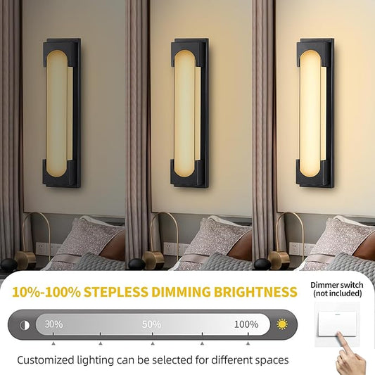 Modern Outdoor Wall Light, 24W IP65 Waterproof Exterior Porch Light, Dimmable LED Outdoor Wall Sconces for Garage Patio Front Door Entryway, 3000K