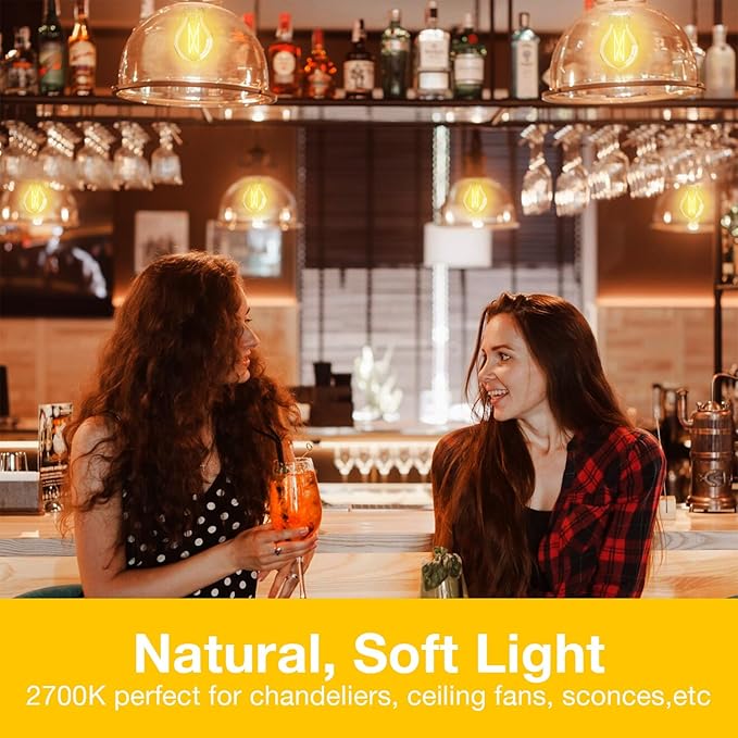 DAYBETTER 24 Pack A19 Vintage LED Edison Bulbs, 60W Equivalent Dimmable LED Bulbs, High Brightness 2700K Warm White, 800 Lumens, 8W E26 Standard Base, CRI80+, Clear Glass Filament Bulb for Living Room